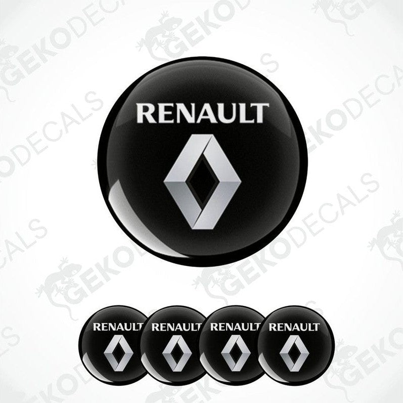 A set of four black vinyl decals with the RENAULT logo in silver.