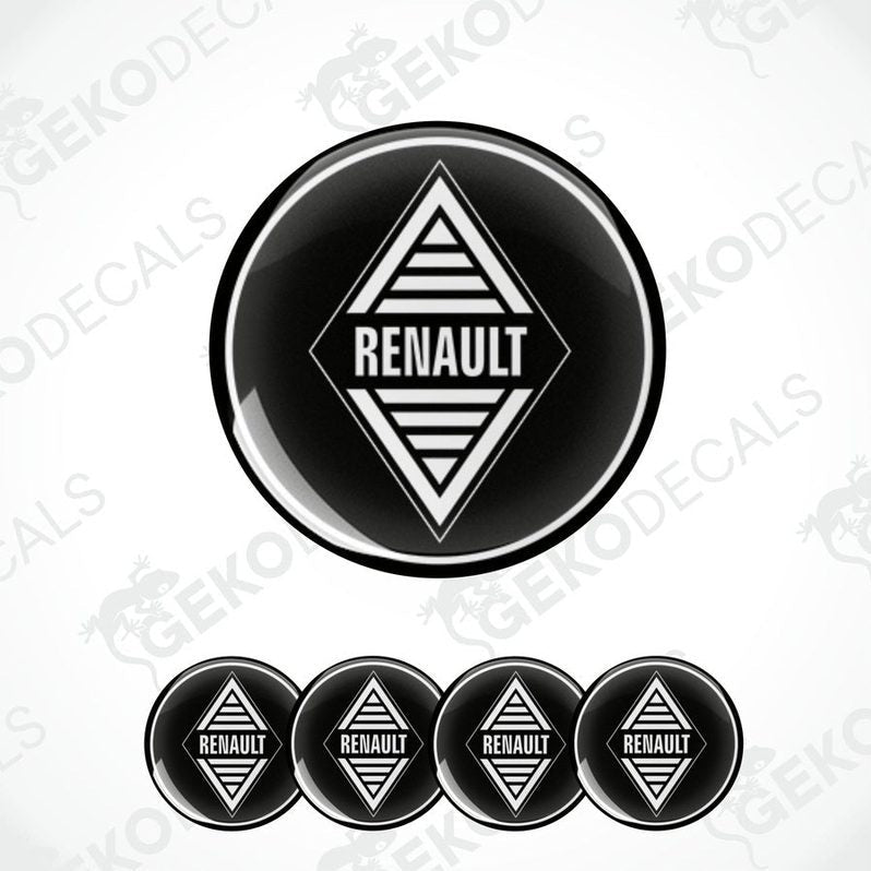 A set of four black vinyl stickers with the RENAULT brand logo design.