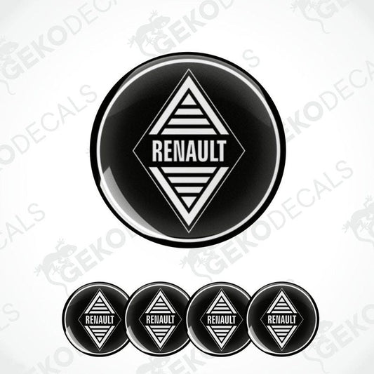 A set of four black vinyl stickers with the RENAULT brand logo design.