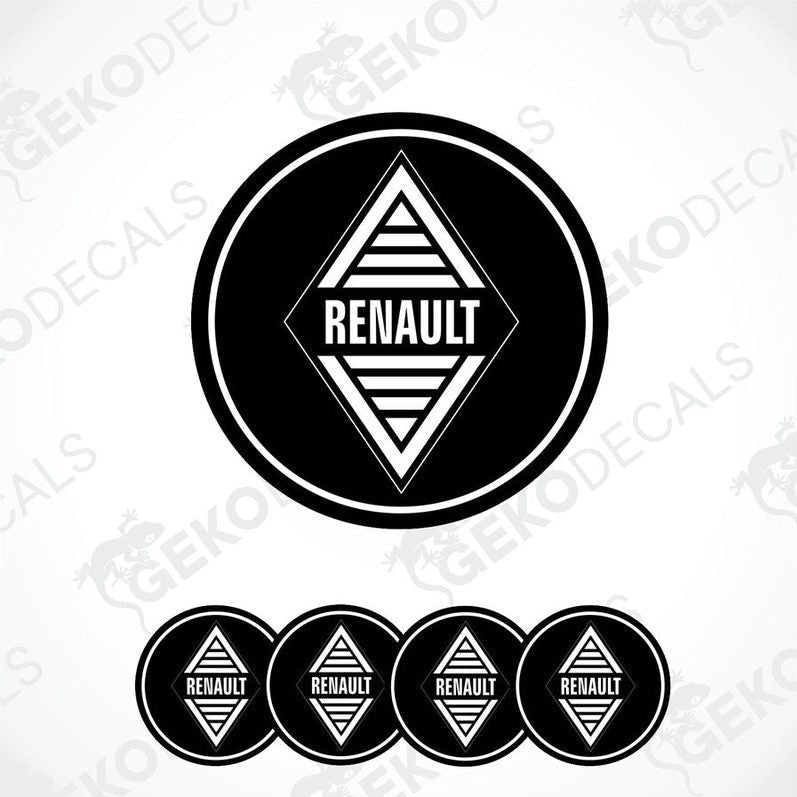 A set of four black vinyl stickers with the RENAULT brand logo design.