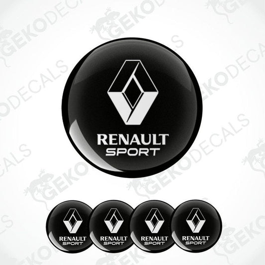 A set of four black vinyl stickers with the RENAULT SPORT logo on them.