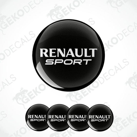 A set of four black vinyl decals with 'RENAULT SPORT' written in white letters.