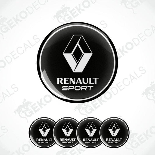 A set of four black vinyl stickers with the RENAULT SPORT logo in white.