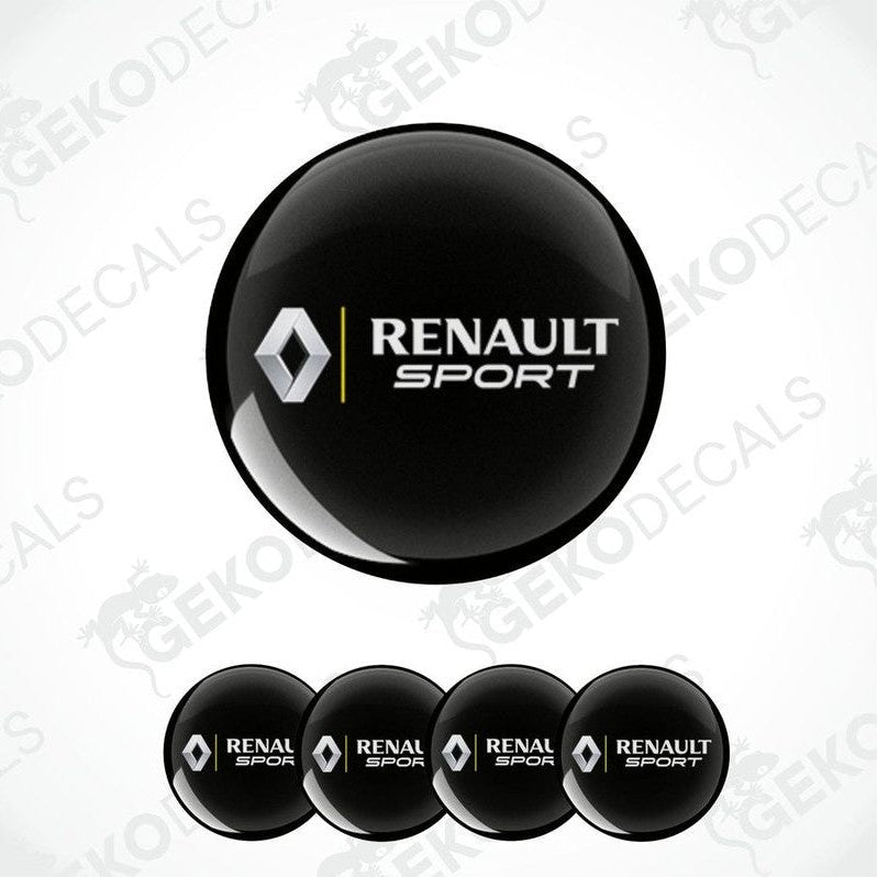 A set of four black vinyl stickers with the RENAULT SPORT logo in yellow.