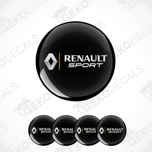 A set of four black vinyl stickers with the RENAULT SPORT logo in yellow.