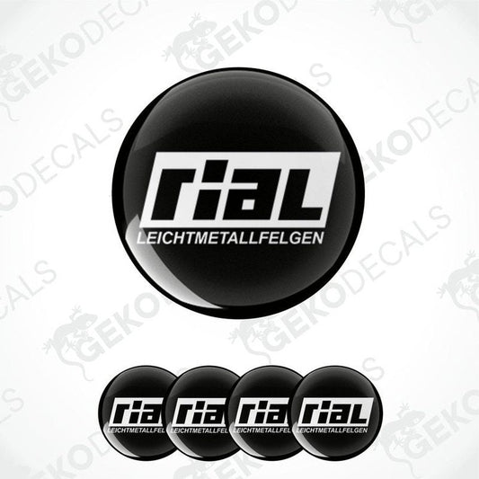 Set of four black and white vinyl decals with the RIAL brand logo.