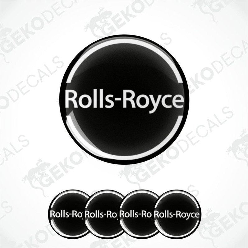 Set of vinyl decals with 'Rolls-Royce' branding, including four dome-shaped stickers.