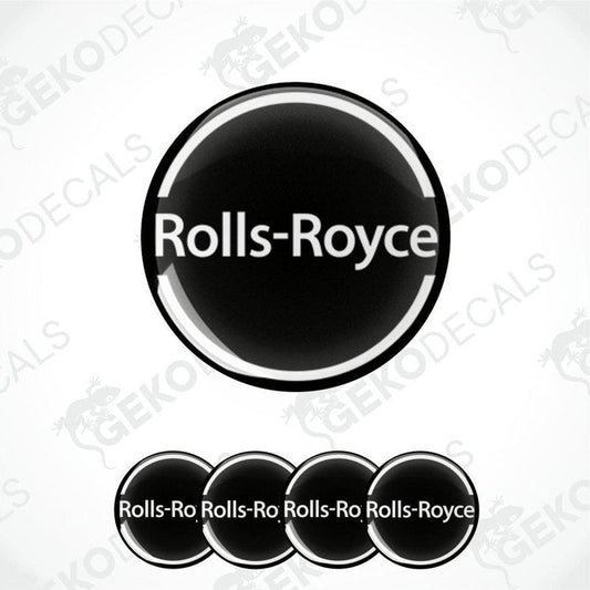 Set of vinyl decals with 'Rolls-Royce' branding, including four dome-shaped stickers.