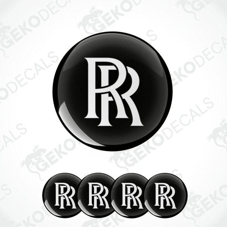 Set of vinyl decals with 'Rolls-Royce' branding, including four dome-shaped stickers.