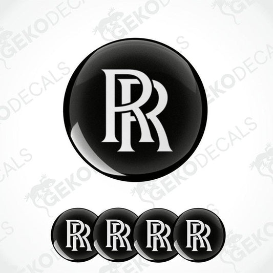 Set of vinyl decals with 'Rolls-Royce' branding, including four dome-shaped stickers.