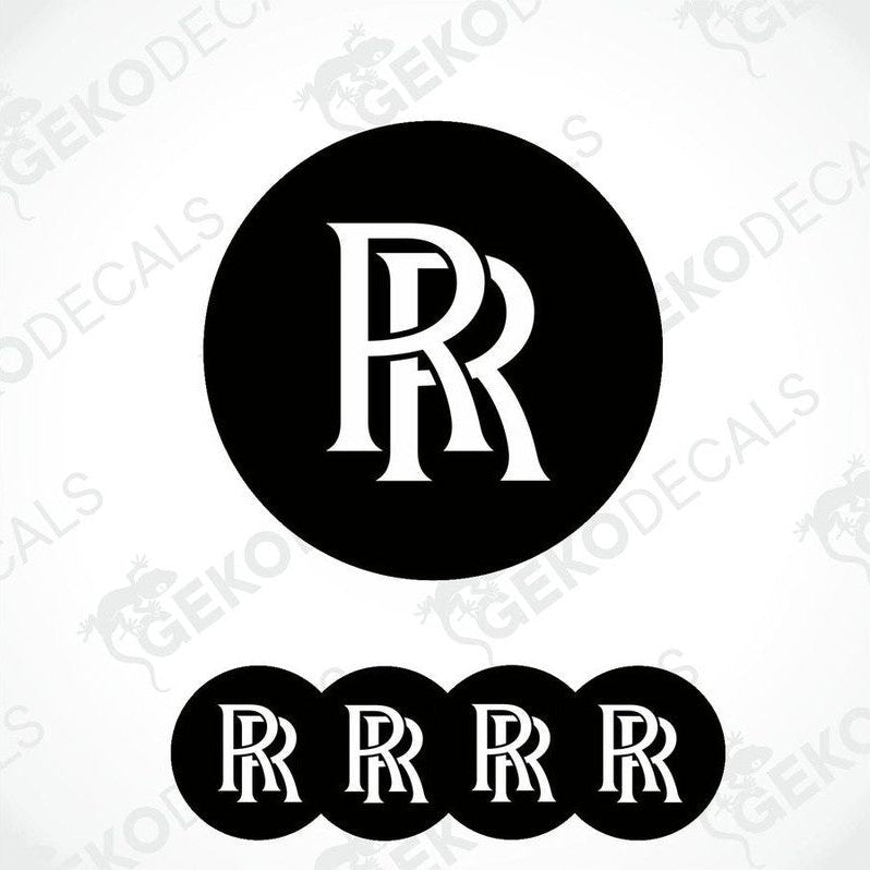 Set of vinyl decals with 'Rolls-Royce' branding, including four dome-shaped stickers.