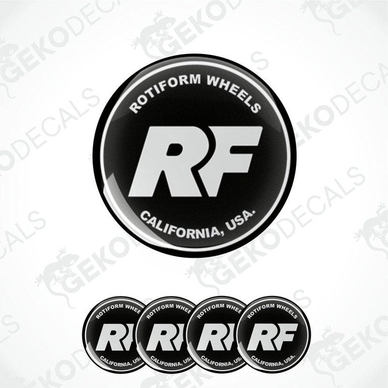 A set of four black vinyl stickers with the ROTIFORM Wheels logo and additional text 'California, USA'.