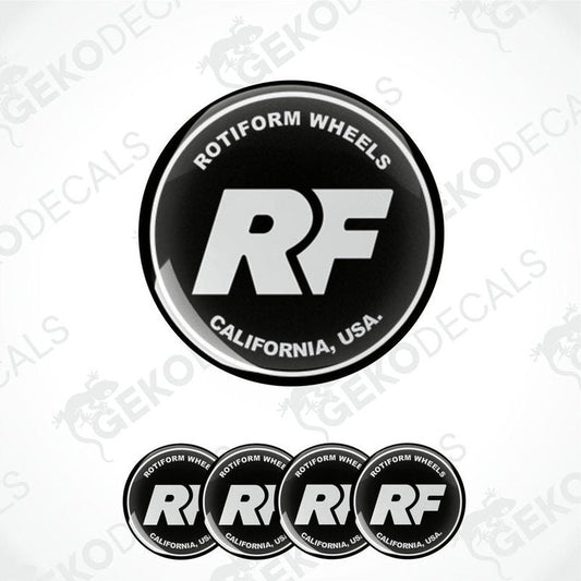 A set of four black vinyl stickers with the ROTIFORM Wheels logo and additional text 'California, USA'.