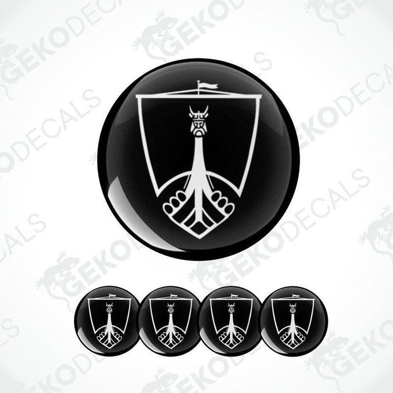 Set of four black vinyl decals with the word 'ROVER' printed in white, arranged in a specific pattern.