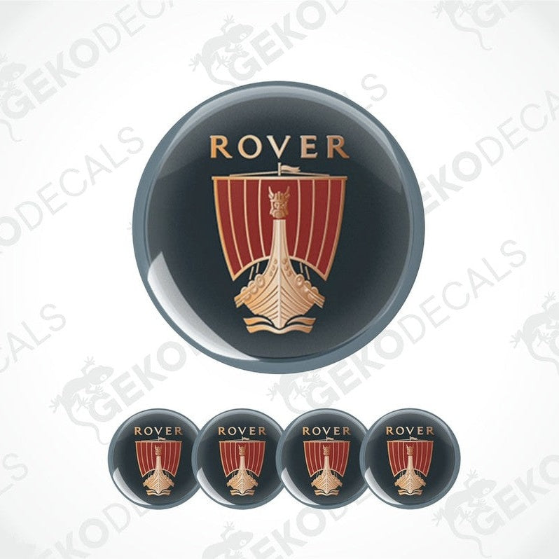 Set of four grey vinyl decals with the word 'ROVER' 