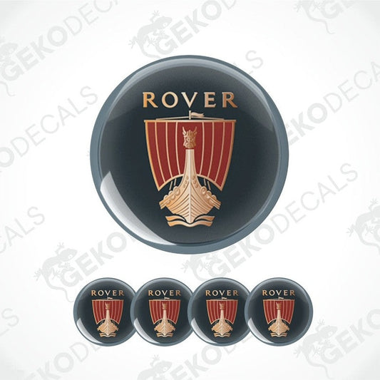 Set of four grey vinyl decals with the word 'ROVER' 