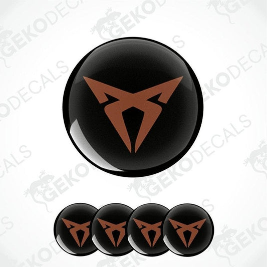 Set of four black vinyl stickers with brown Seat Cupra logo