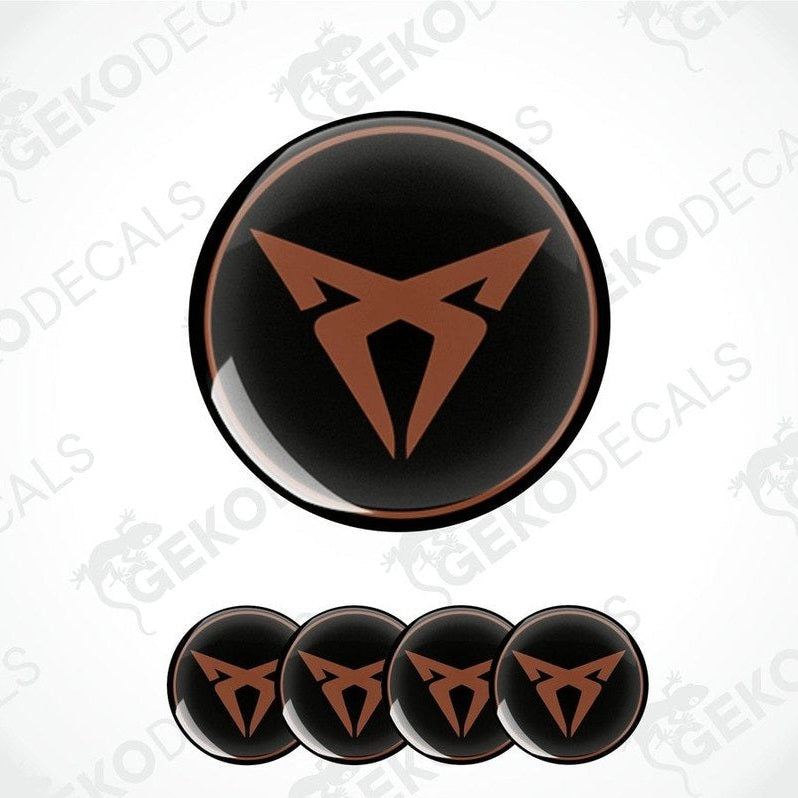Set of four black vinyl stickers with brown Seat Cupra logo