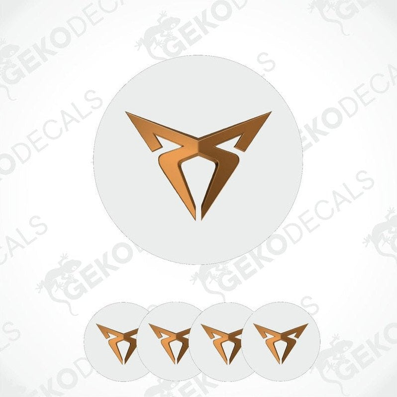Set of four white vinyl stickers with chrome brown Seat Cupra logo