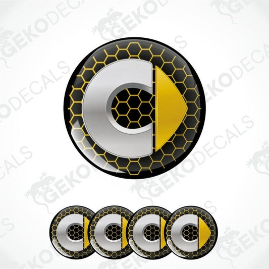 A set of car decals featuring a black, yellow, and gray color scheme with a honeycomb pattern and a stylized 'SMART' logo.