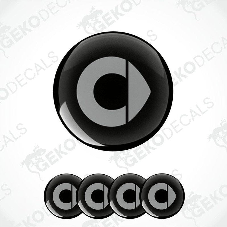 A set of four black vinyl stickers with a grey'SMART' logo design.