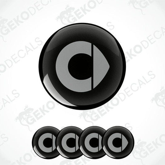 A set of four black vinyl stickers with a grey'SMART' logo design.