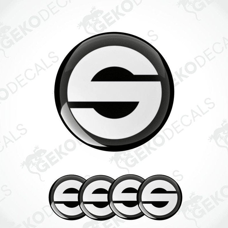 A set of four black vinyl stickers with the SPARCO brand logo on them.