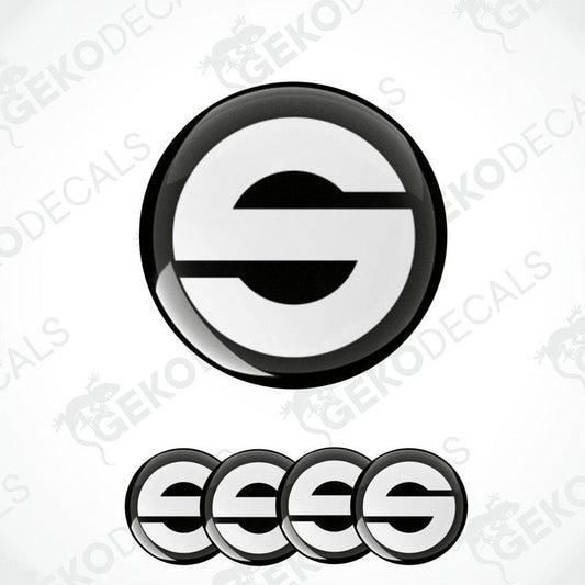 A set of four black vinyl stickers with the SPARCO brand logo on them.
