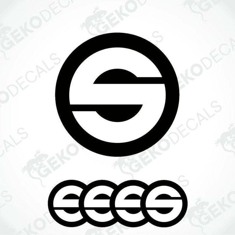 A set of four black vinyl stickers with the SPARCO brand logo on them.