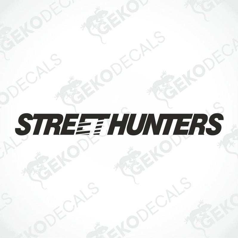 Black  car windshield sticker with cut-out text STREETHUNTERS