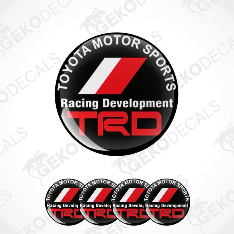 A set of four Toyota Motor Sports Racing Development TRD vinyl decals.