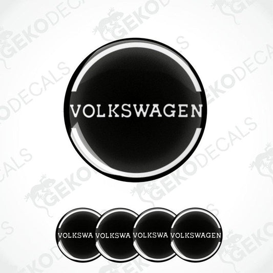 A set of black vinyl decals with the text 'VOLKSWAGEN' displayed on them, typically used as car stickers.