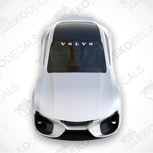 Volvo white car windshield sticker with cut out text VOLVO 