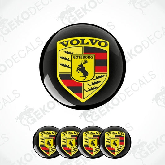 A set of four black vinyl stickers with the Volvo brand logo and the text 'Göteborg'.