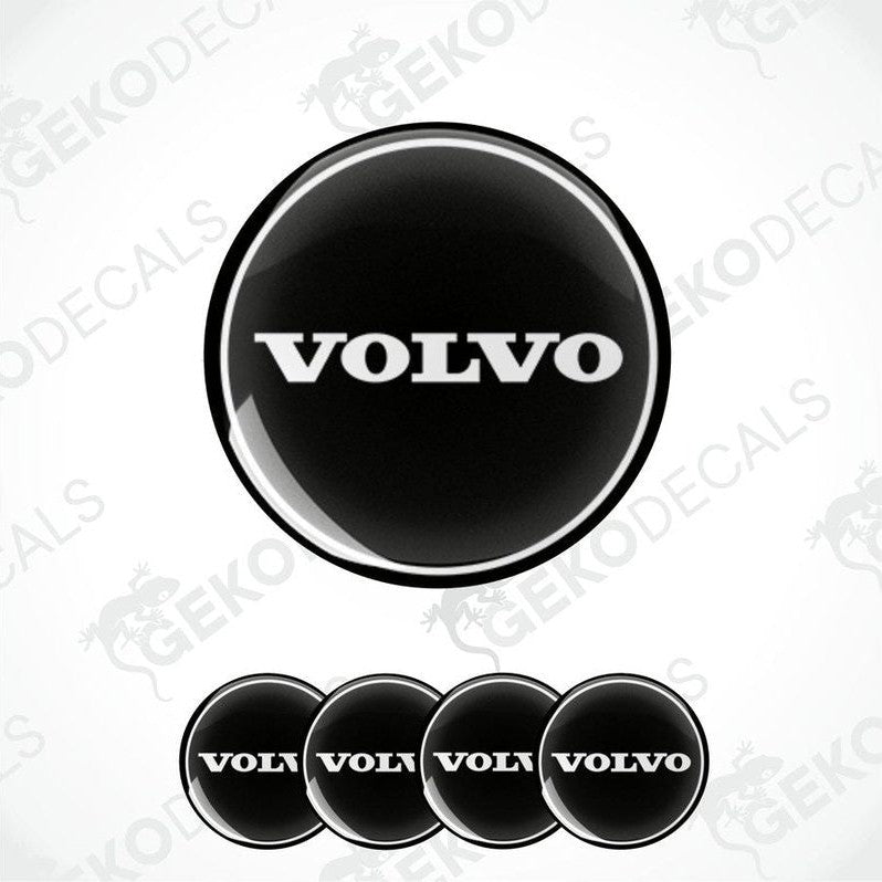 A set of black vinyl decals with the 'VOLVO' brand logo, intended for use as car stickers.