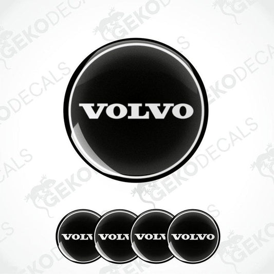 A set of black vinyl decals with the 'VOLVO' brand logo, intended for use as car stickers.