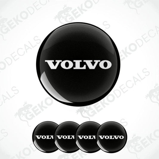 A set of black vinyl decals with the 'VOLVO' brand logo, intended for use as car stickers.