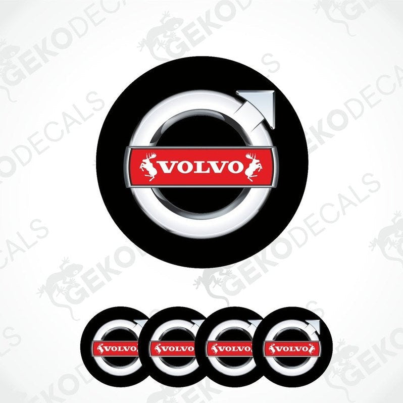 A set of four black vinyl decals with the VOLVO logo.