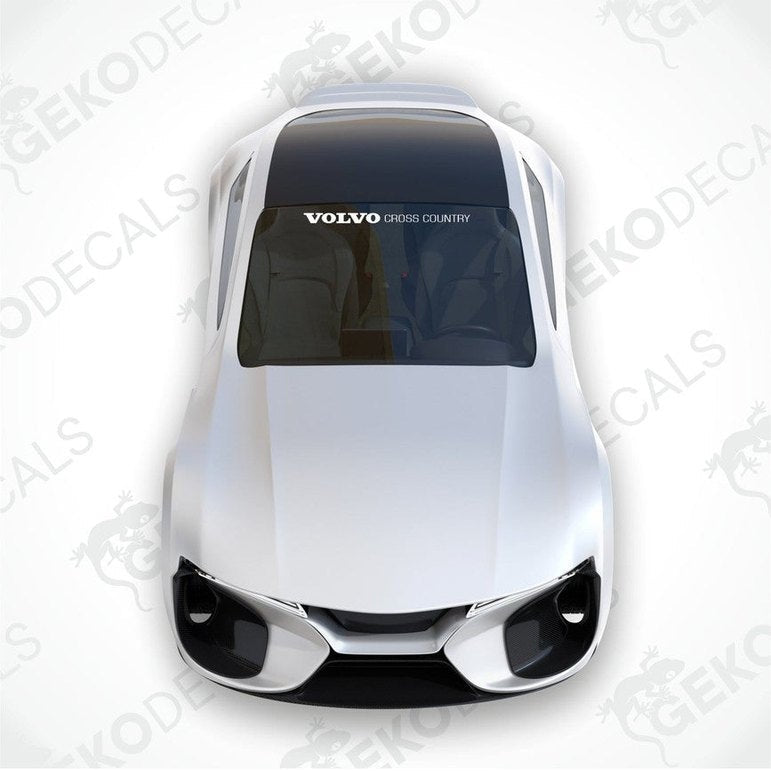 Volvo white car windshield sticker with cut out text VOLVO CROSS COUNTRY