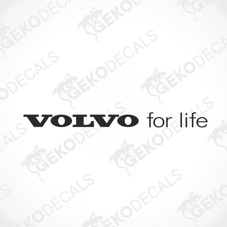 Volvo black car windshield sticker with cut out text VOLVO FOR LIFE