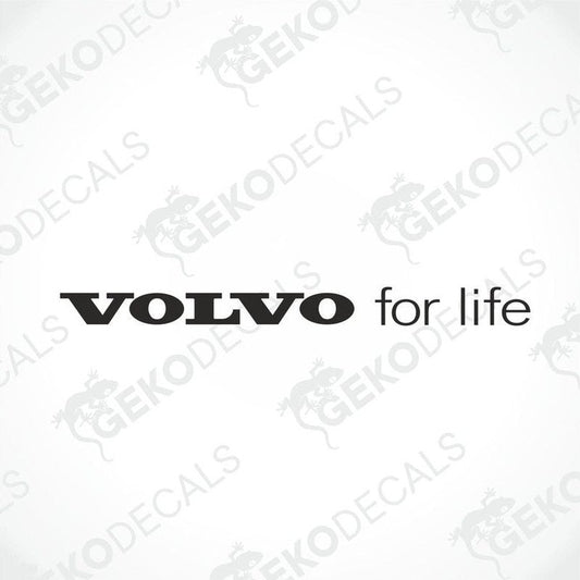 Volvo black car windshield sticker with cut out text VOLVO FOR LIFE