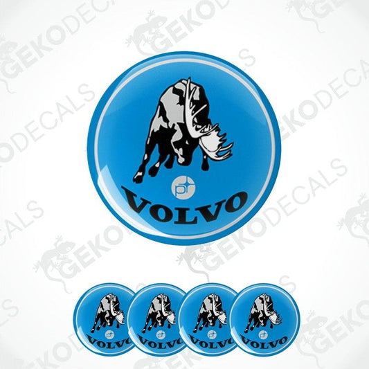 A set of blue vinyl decals with the Volvo POLESTAR logo applied on them, displayed on a white background.