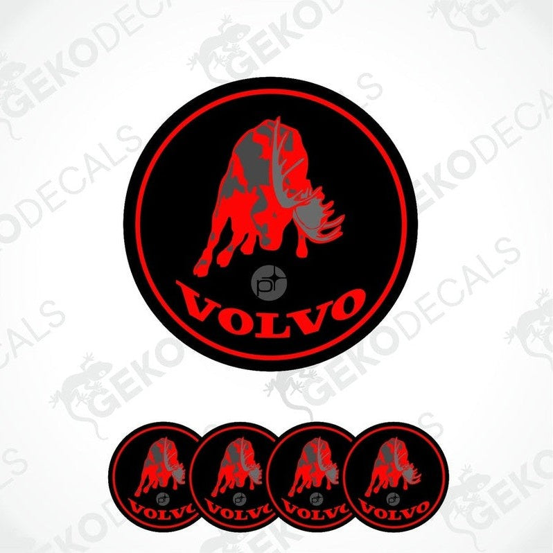 Set of four vinyl decals with polyurethane coating featuring the Volvo POLESTAR logo in red and black.